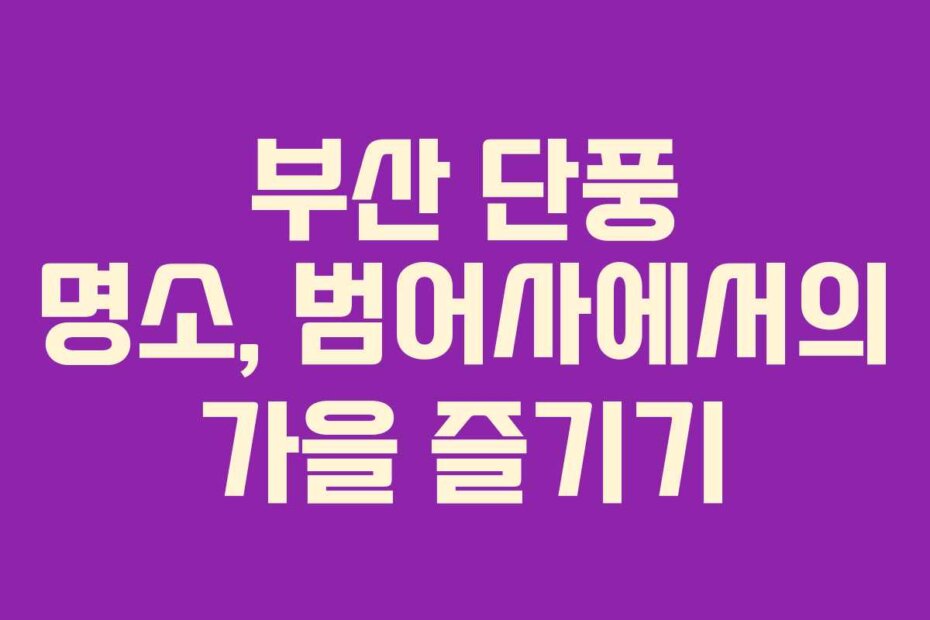부산 단풍 명소, 범어사에서의 가을 즐기기
