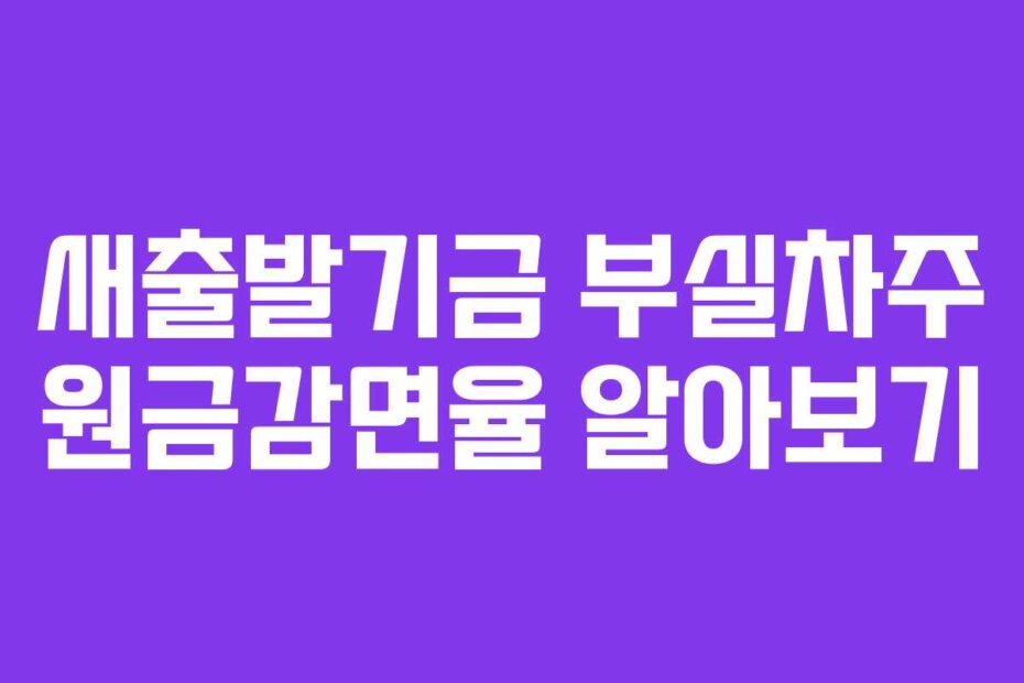 새출발기금 부실차주 원금감면율 알아보기
