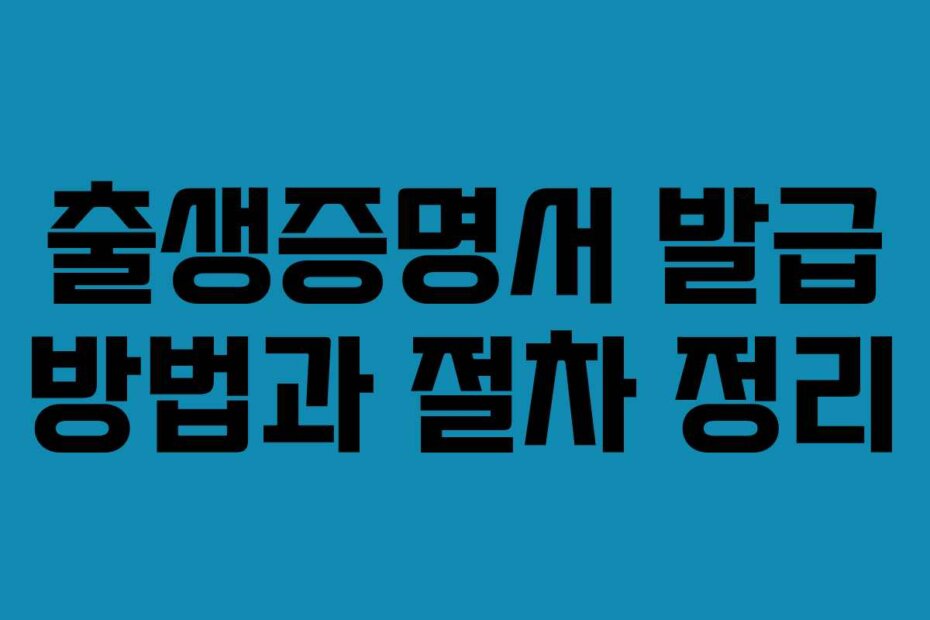 출생증명서 발급 방법과 절차 정리