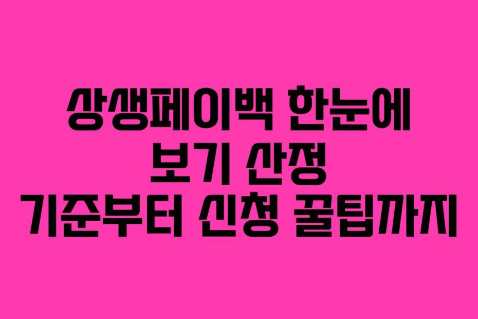 상생페이백 한눈에 보기 산정 기준부터 신청 꿀팁까지