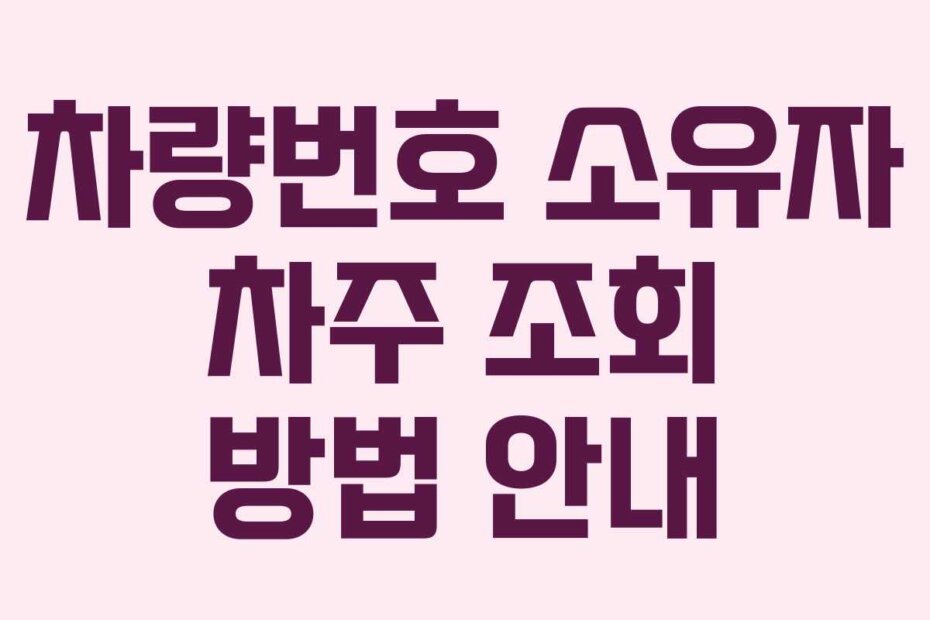 차량번호 소유자 차주 조회 방법 안내