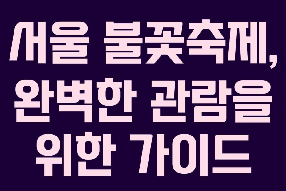 서울 불꽃축제, 완벽한 관람을 위한 가이드