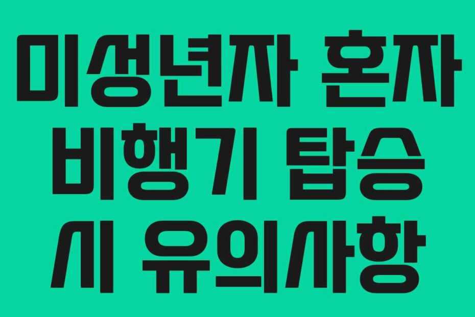 미성년자 혼자 비행기 탑승 시 유의사항