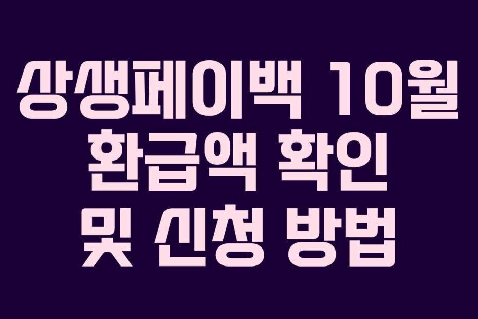 상생페이백 10월 환급액 확인 및 신청 방법