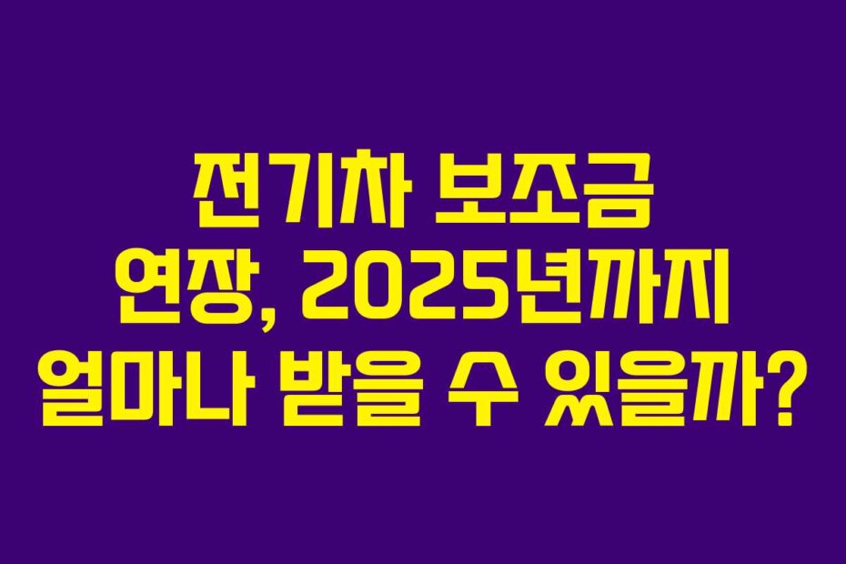 전기차 보조금 연장, 2025년까지 얼마나 받을 수 있을까?