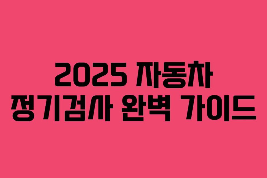 2025 자동차 정기검사 완벽 가이드