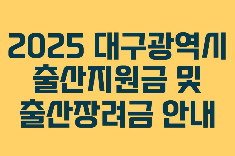 2025 대구광역시 출산지원금 및 출산장려금 안내