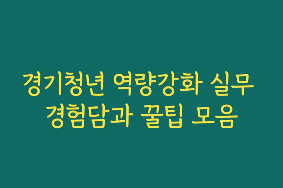 경기청년 역량강화 실무 경험담과 꿀팁 모음
