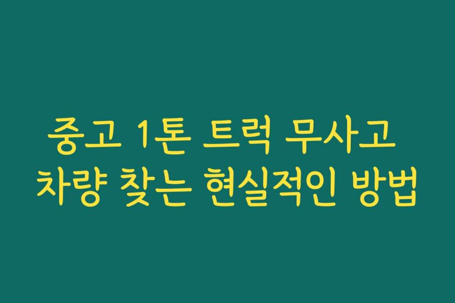 중고 1톤 트럭 무사고 차량 찾는 현실적인 방법