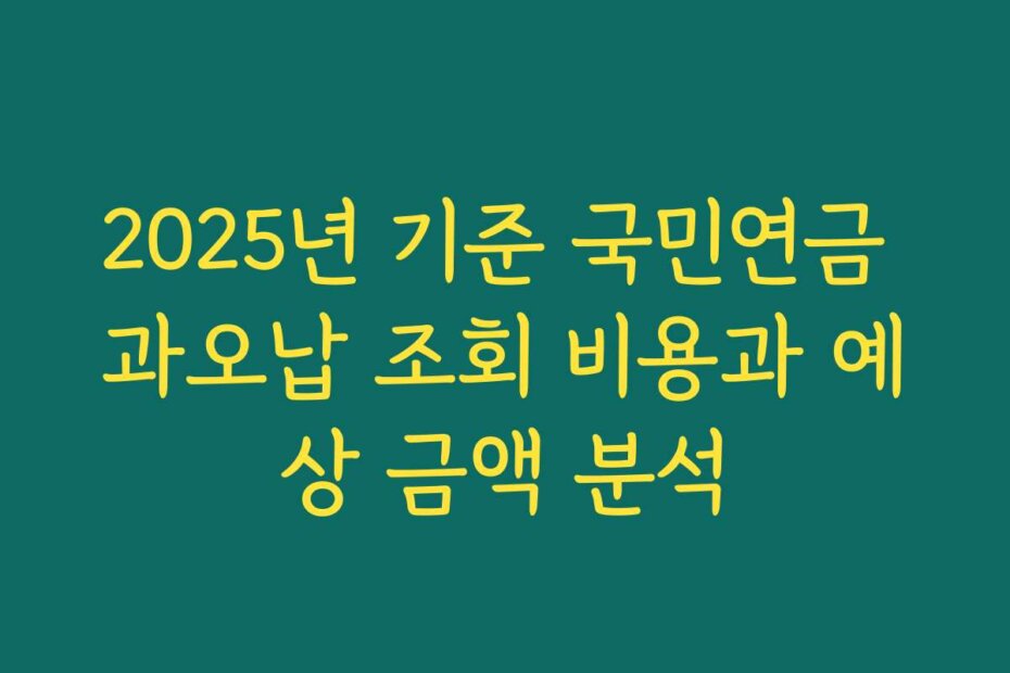 2025년 기준 국민연금 과오납 조회 비용과 예상 금액 분석