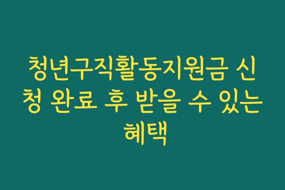 청년구직활동지원금 신청 완료 후 받을 수 있는 혜택