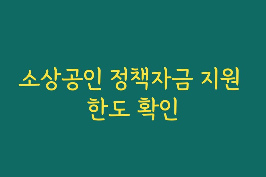 소상공인 정책자금 지원 한도 확인