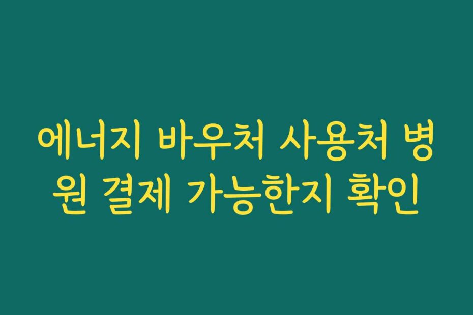 에너지 바우처 사용처 병원 결제 가능한지 확인