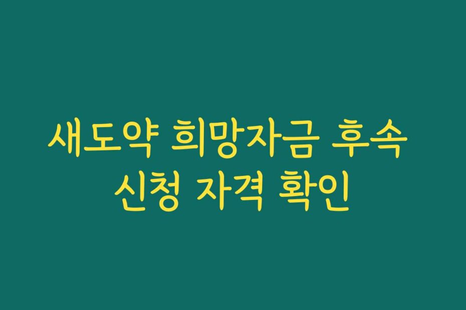 새도약 희망자금 후속 신청 자격 확인