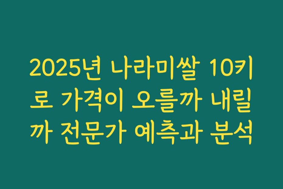 2025년 나라미쌀 10키로 가격이 오를까 내릴까 전문가 예측과 분석