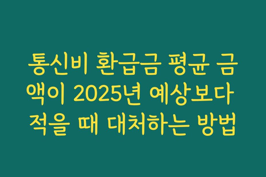 통신비 환급금 평균 금액이 2025년 예상보다 적을 때 대처하는 방법