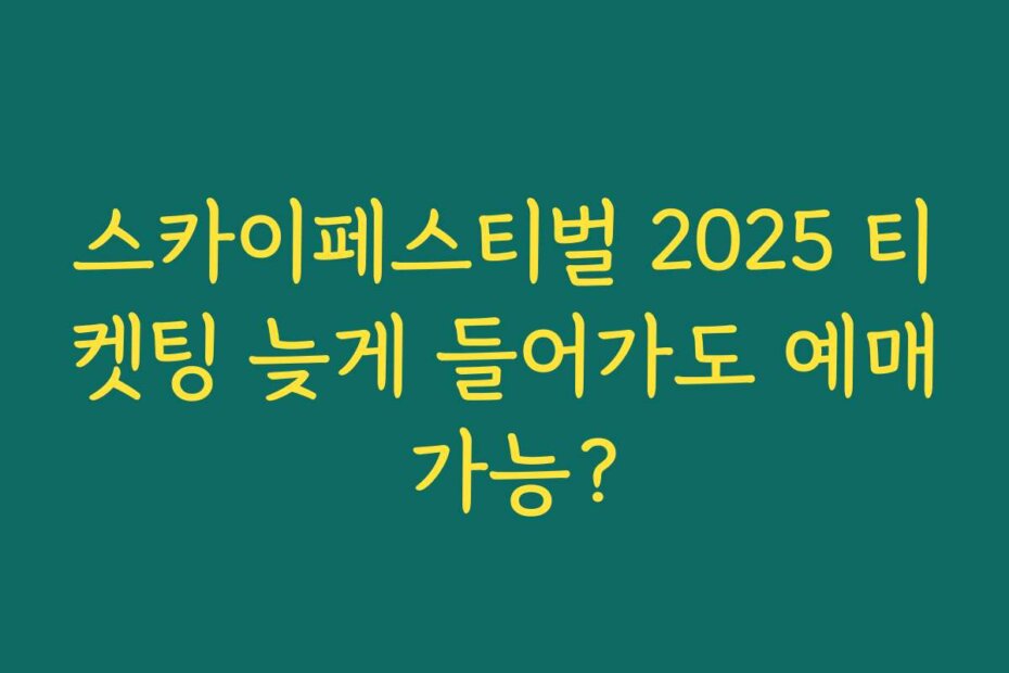 스카이페스티벌 2025 티켓팅 늦게 들어가도 예매 가능?