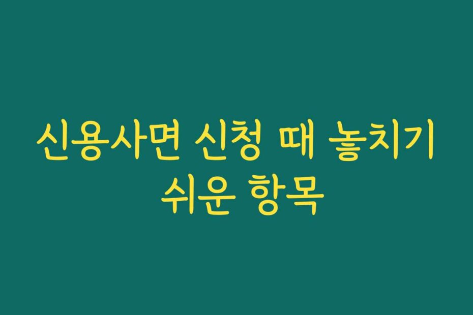 신용사면 신청 때 놓치기 쉬운 항목