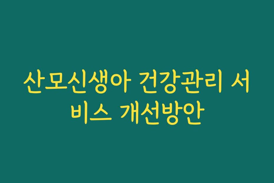 산모신생아 건강관리 서비스 개선방안