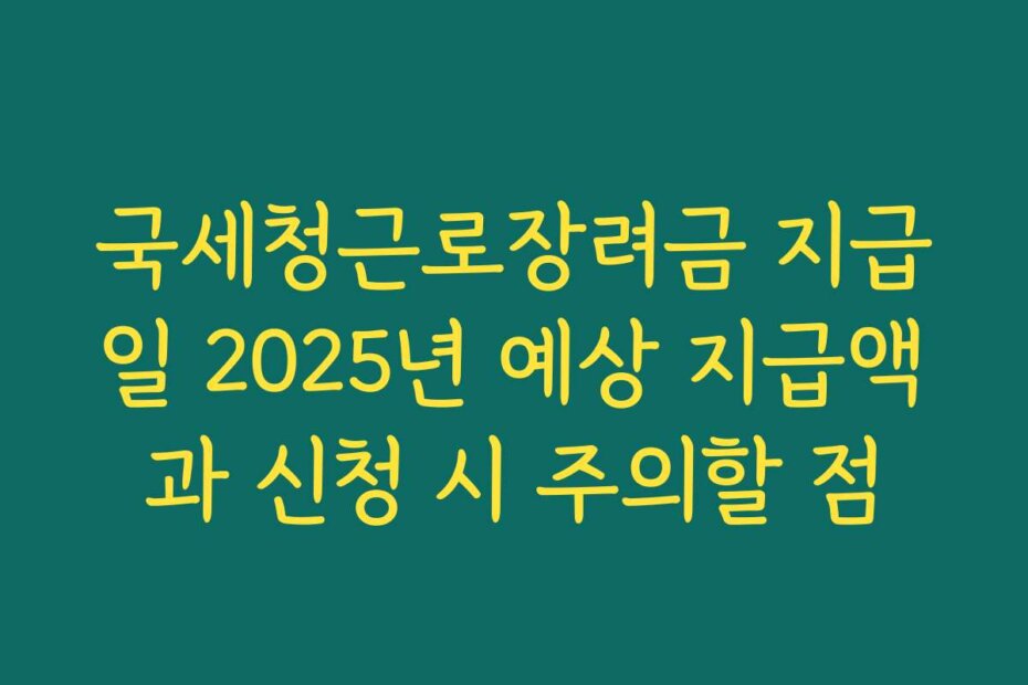 국세청근로장려금 지급일 2025년 예상 지급액과 신청 시 주의할 점