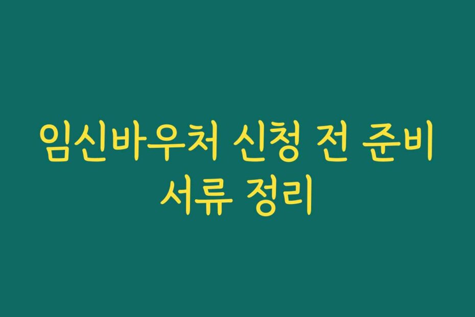 임신바우처 신청 전 준비서류 정리