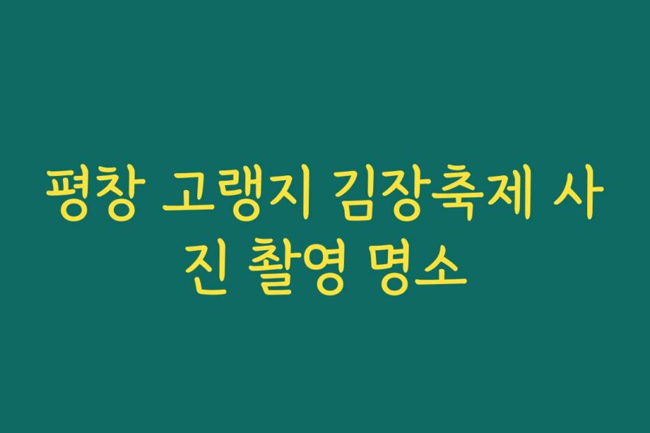 평창 고랭지 김장축제 사진 촬영 명소