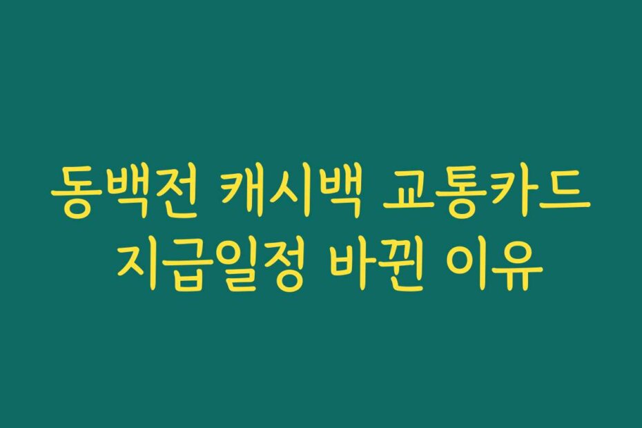 동백전 캐시백 교통카드 지급일정 바뀐 이유