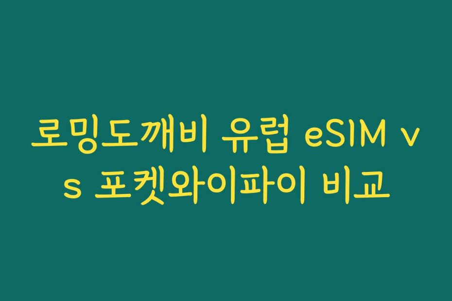 로밍도깨비 유럽 eSIM vs 포켓와이파이 비교
