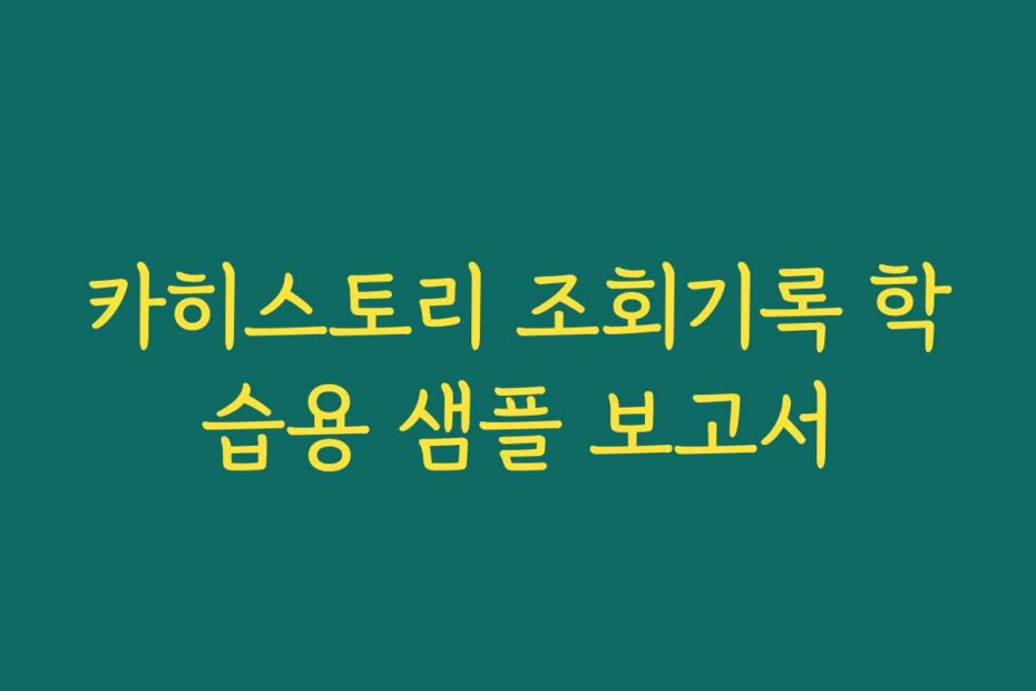 카히스토리 조회기록 학습용 샘플 보고서
