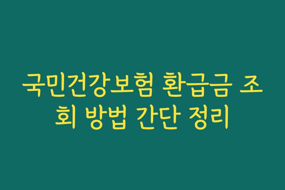 국민건강보험 환급금 조회 방법 간단 정리 국민건강보험 환급금 조회 방법 간단 정리