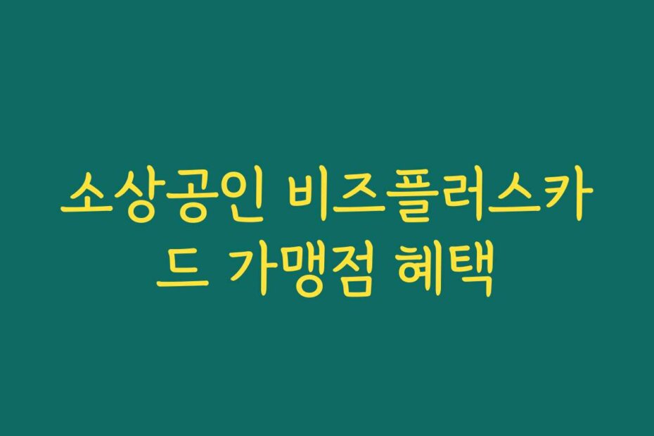 소상공인 비즈플러스카드 가맹점 혜택