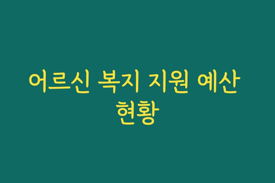 어르신 복지 지원 예산 현황