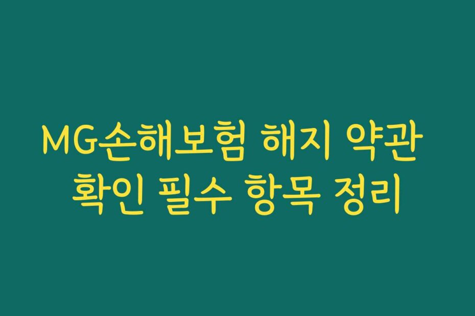 MG손해보험 해지 약관 확인 필수 항목 정리