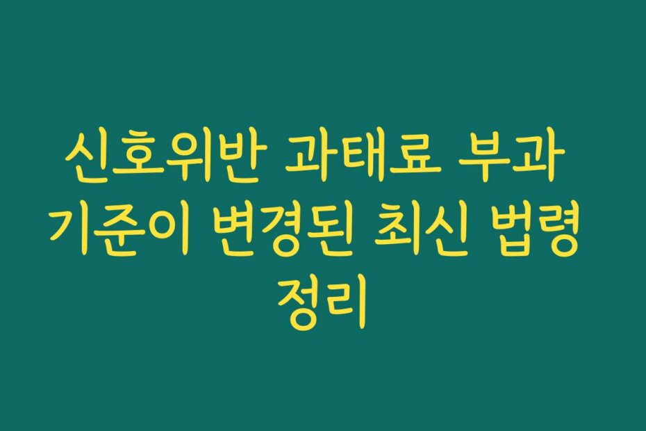 신호위반 과태료 부과 기준이 변경된 최신 법령 정리