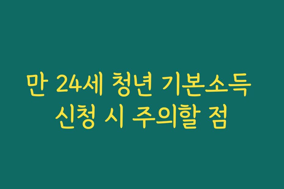 만 24세 청년 기본소득 신청 시 주의할 점