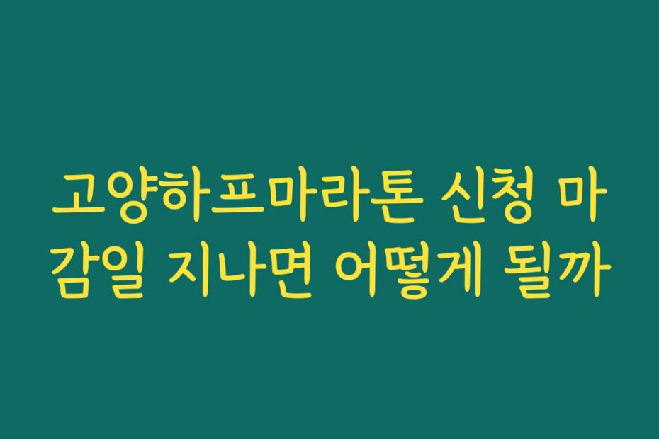 고양하프마라톤 신청 마감일 지나면 어떻게 될까