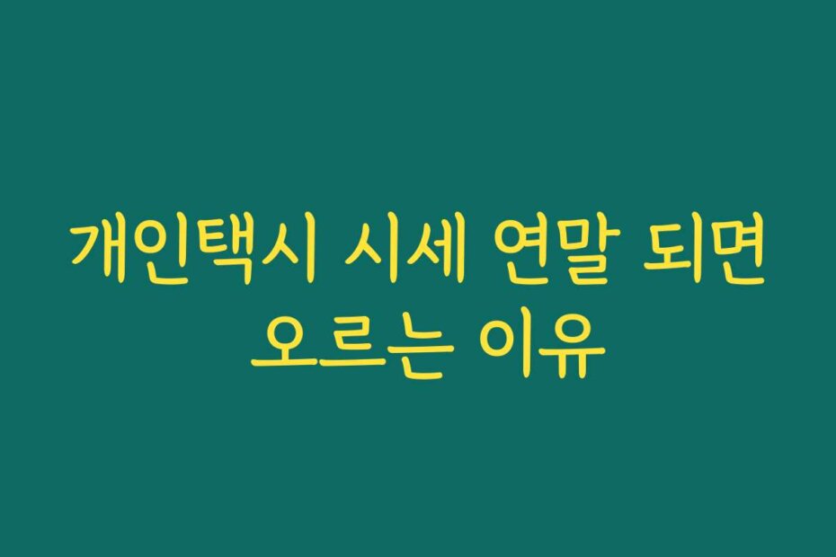 개인택시 시세 연말 되면 오르는 이유