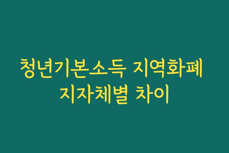 청년기본소득 지역화폐 지자체별 차이