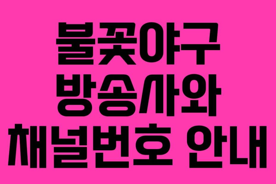불꽃야구 방송사와 채널번호 안내
