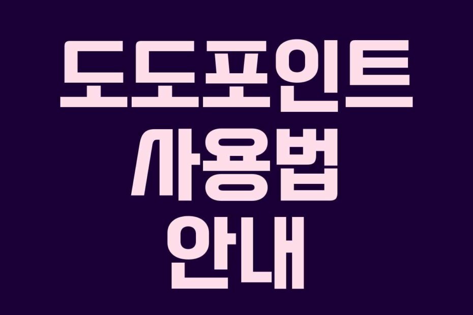 도도포인트 사용법 안내