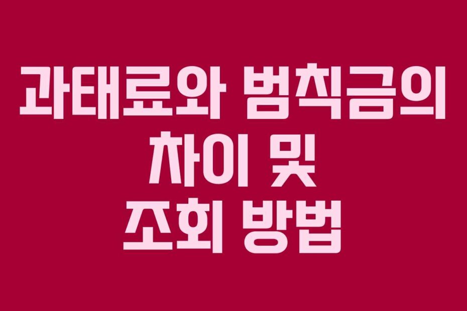 과태료와 범칙금의 차이 및 조회 방법