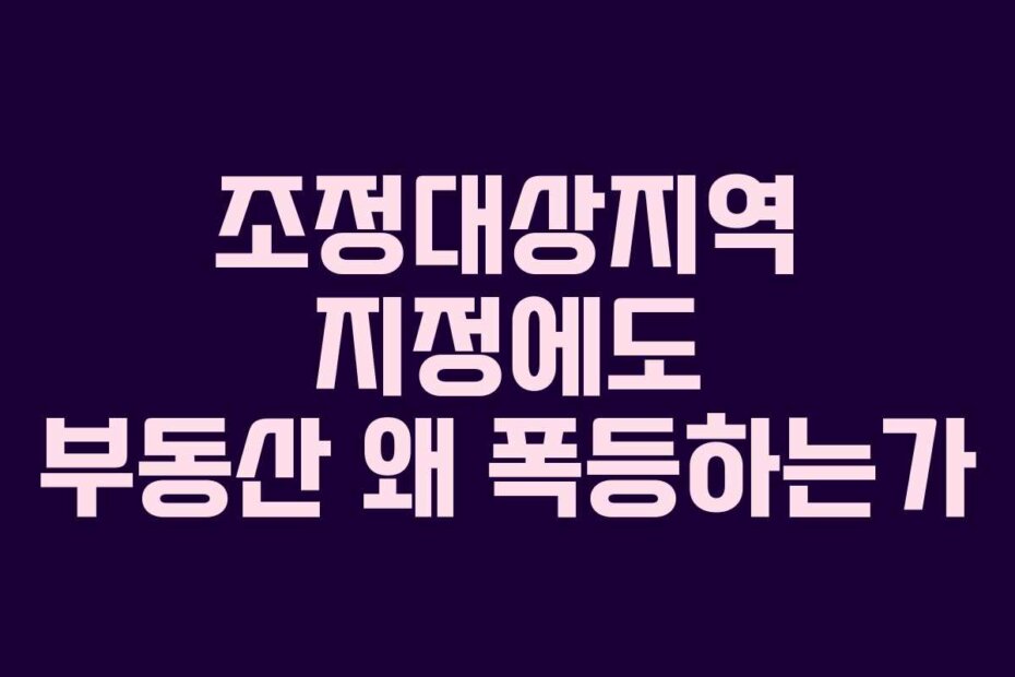조정대상지역 지정에도 부동산 왜 폭등하는가