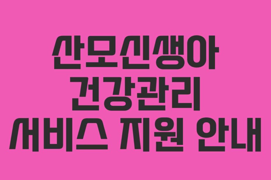 산모신생아 건강관리 서비스 지원 안내