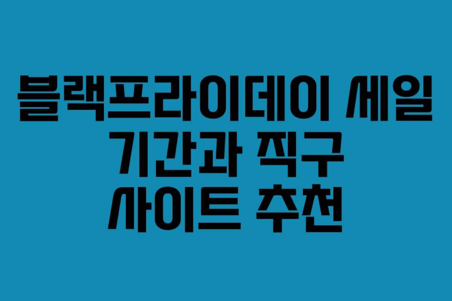 블랙프라이데이 세일 기간과 직구 사이트 추천