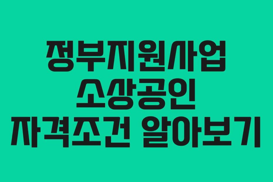 정부지원사업 소상공인 자격조건 알아보기