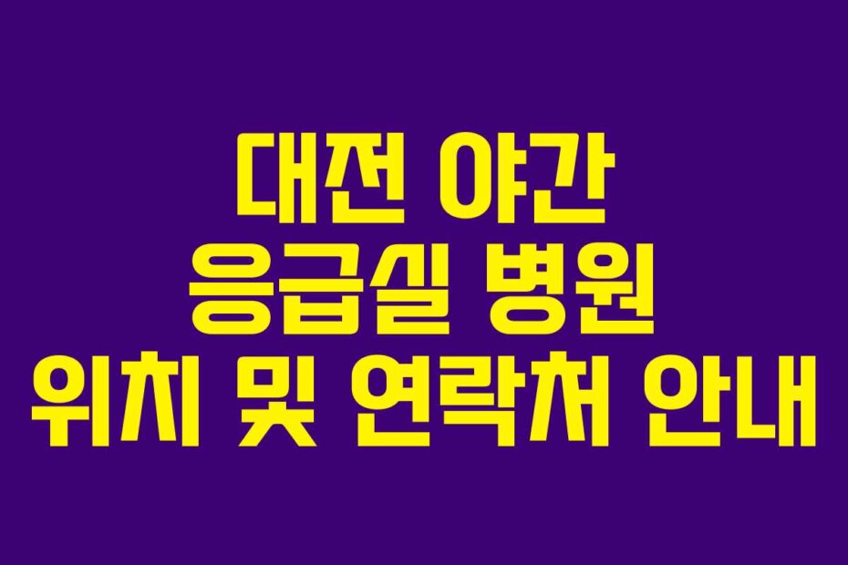 대전 야간 응급실 병원 위치 및 연락처 안내