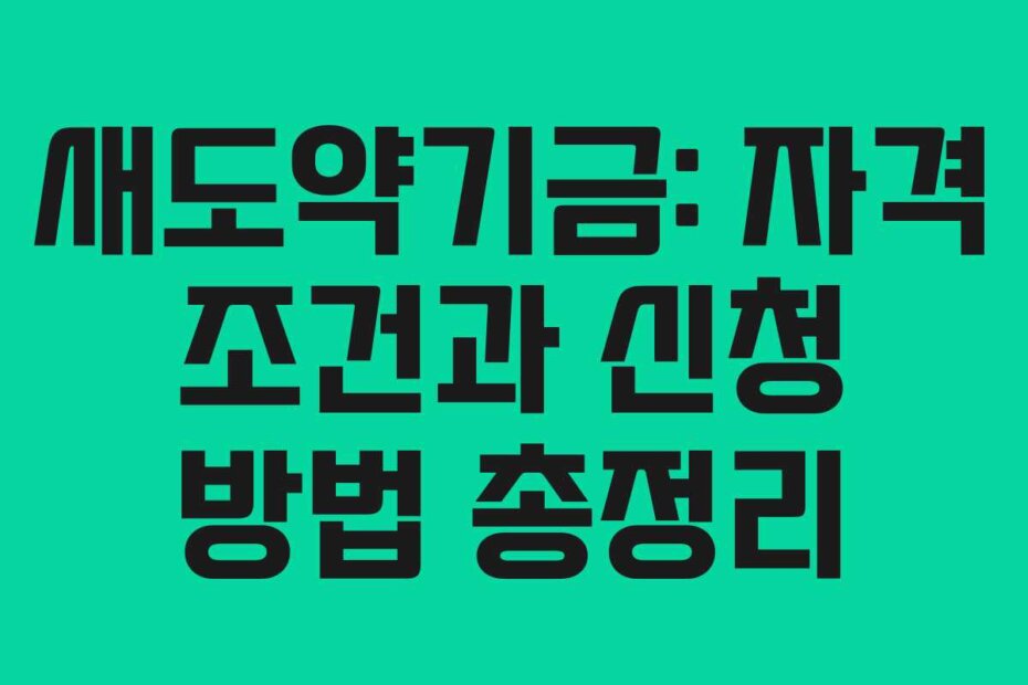 새도약기금: 자격 조건과 신청 방법 총정리