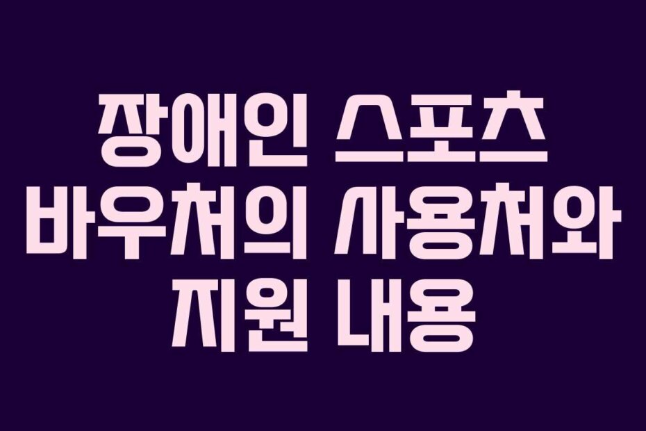 장애인 스포츠 바우처의 사용처와 지원 내용