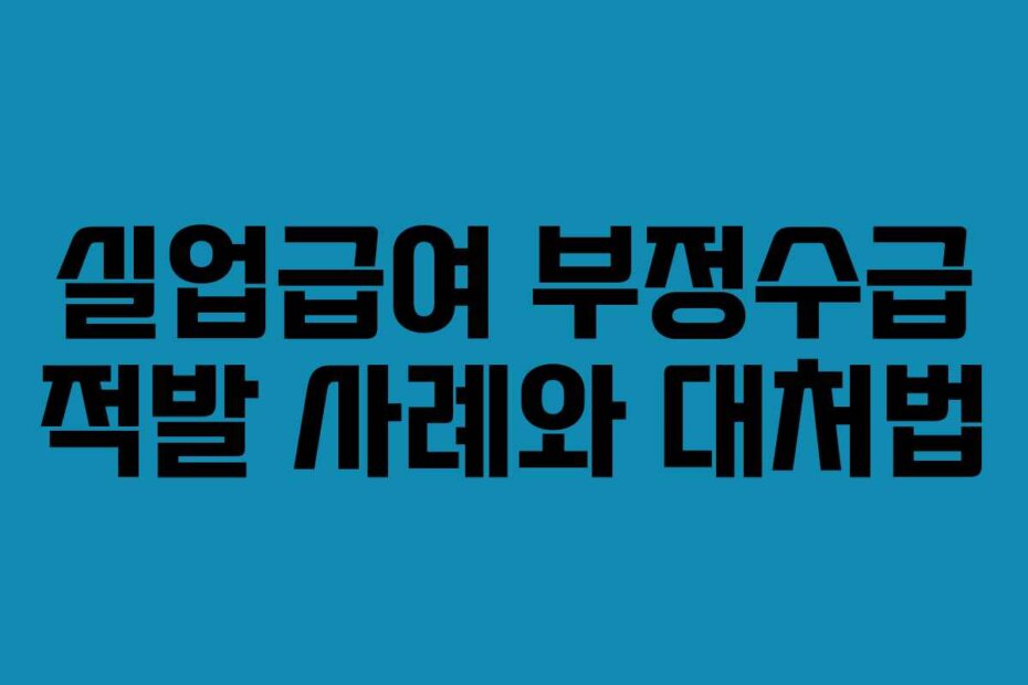 실업급여 부정수급 적발 사례와 대처법