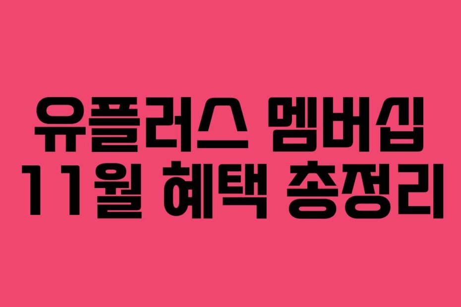 유플러스 멤버십 11월 혜택 총정리